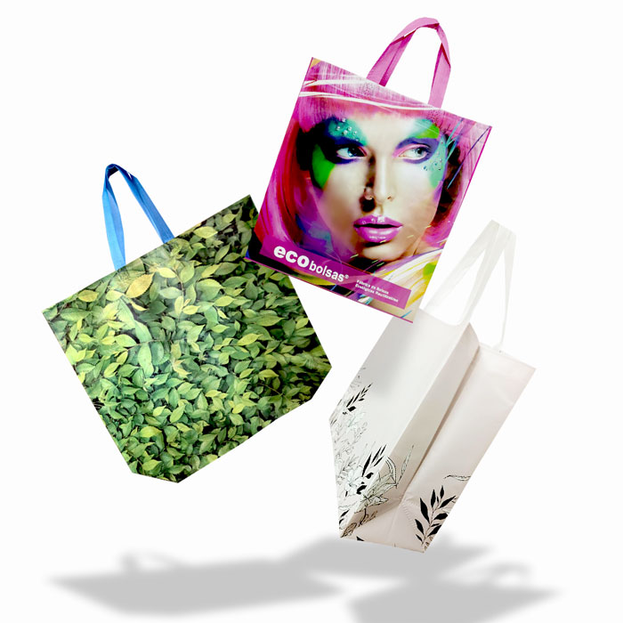 Foto de bolsas laminadas con cara e mujer y ecológicas